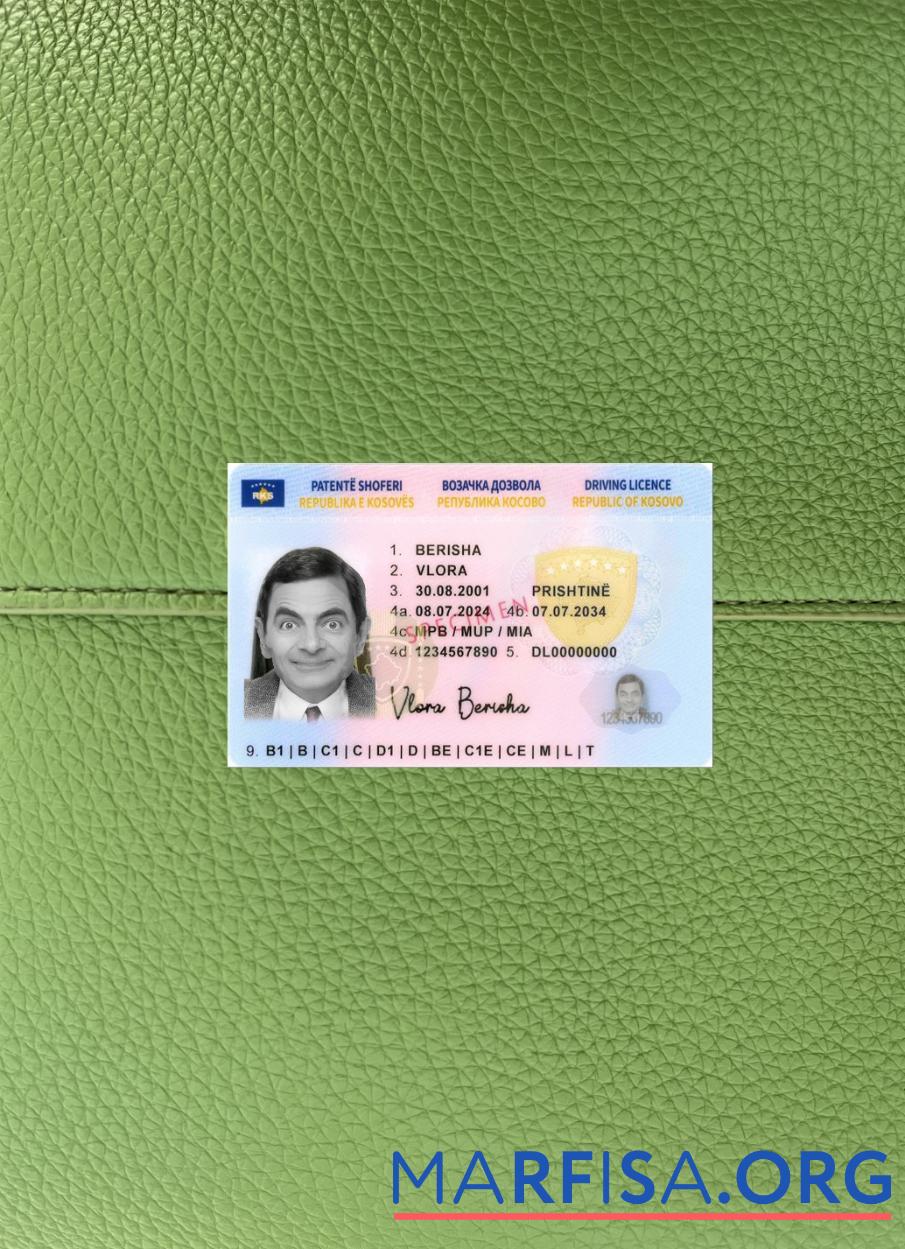 Blank Kosovo driving license 2024 present photolook template
